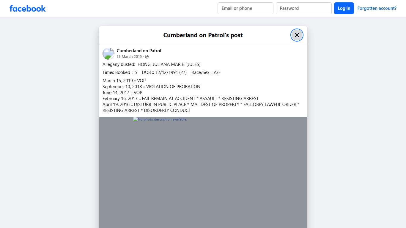 Allegany busted: HONG, JULIANA... - Cumberland on Patrol Facebook
